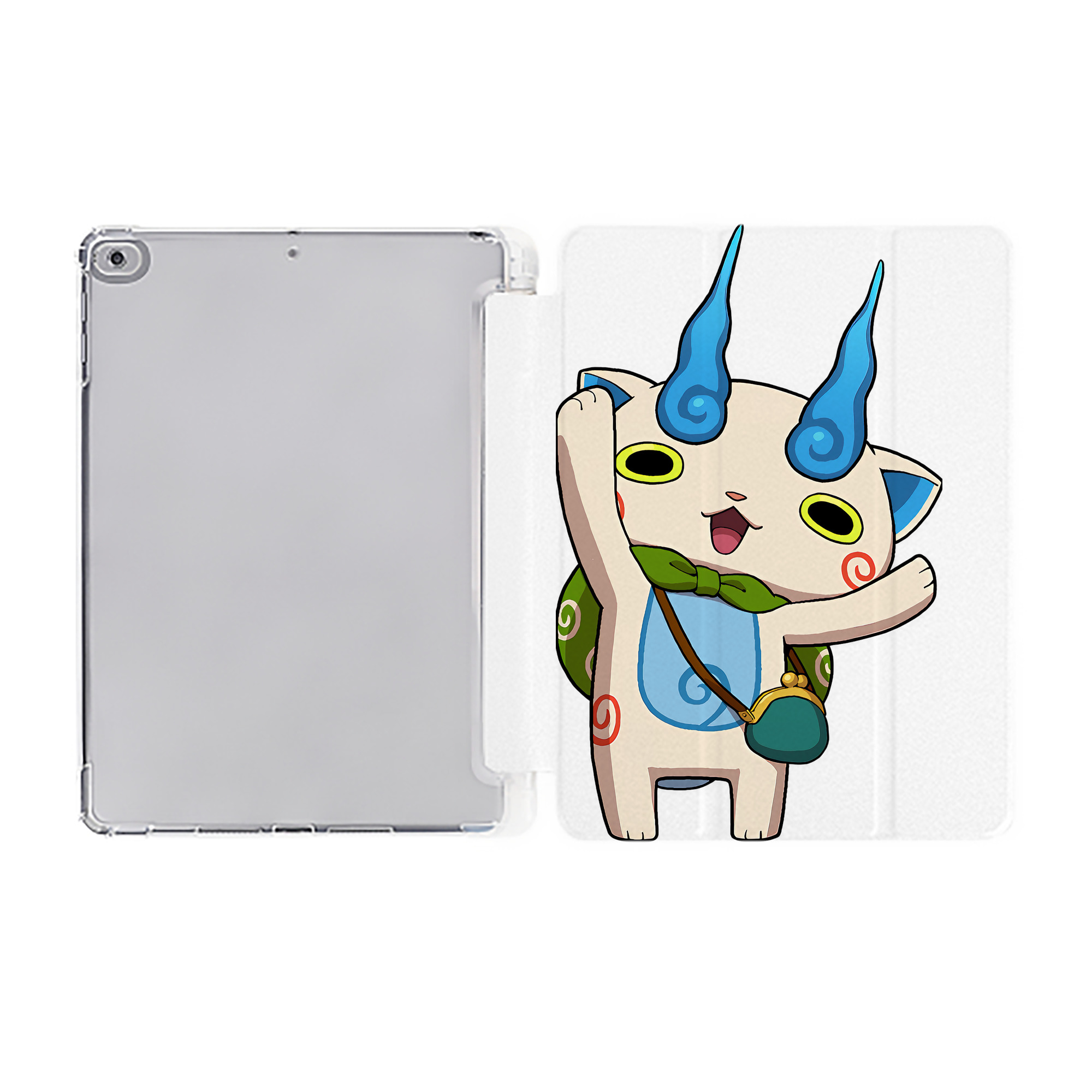（画像用） 妖怪ウォッチ Yo-kai Watch IPad ケース ペン収納付き 三つ折りスタンド PUレザー×シリコン 対応機種9.5/10.5/10.9インチ